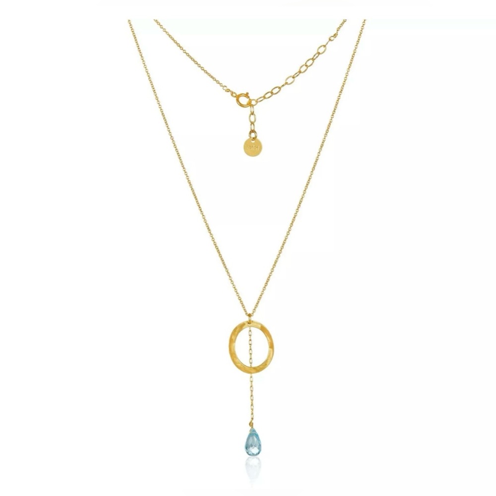 NIB Mabel Chong 14K Gold Fill Glimmer Necklace - Sky Blue Topaz, MSRP $96